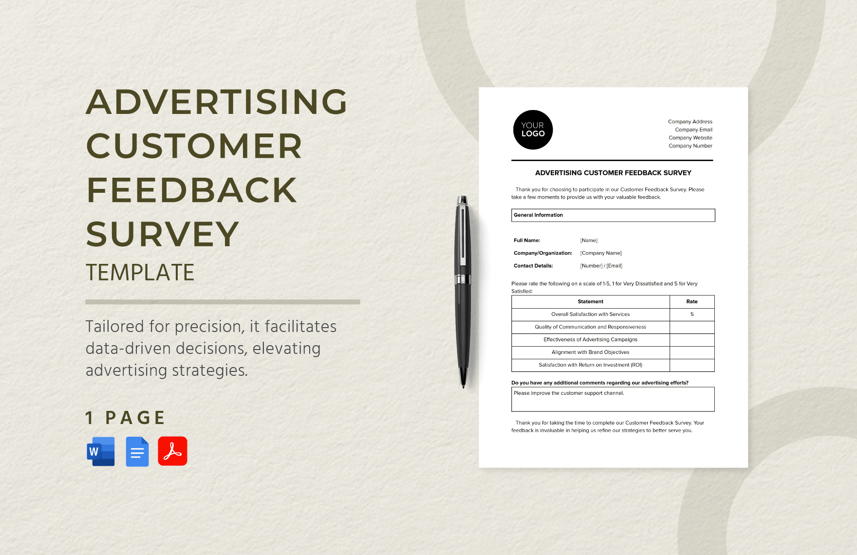 Advertising Customer Feedback Survey Template