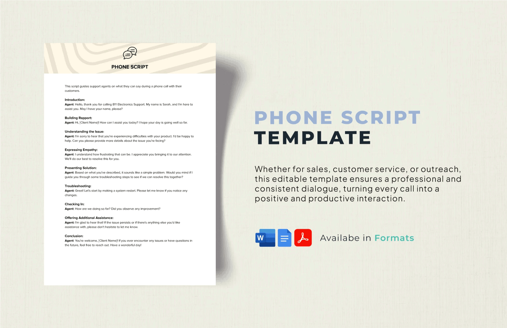 Free Phone Script Template in Word, Google Docs, PDF