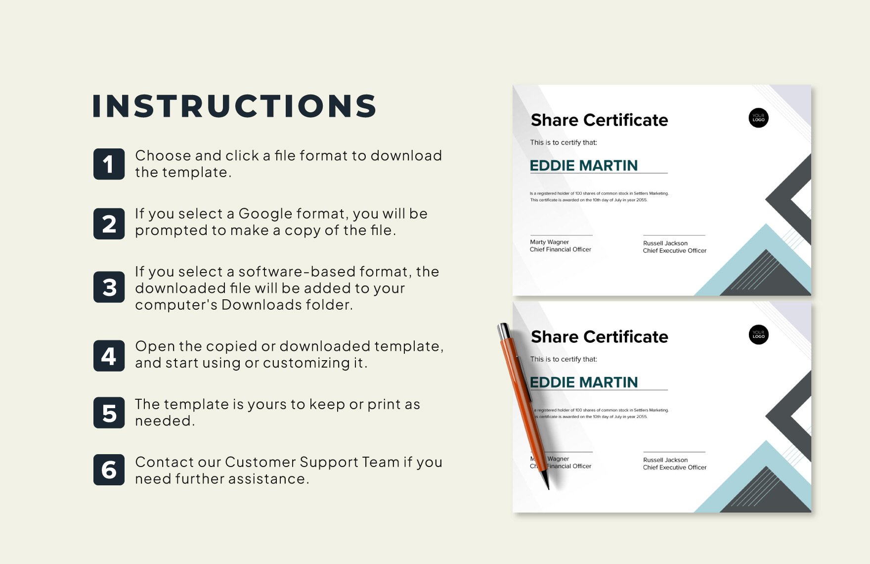 Sample Share Certificate Template