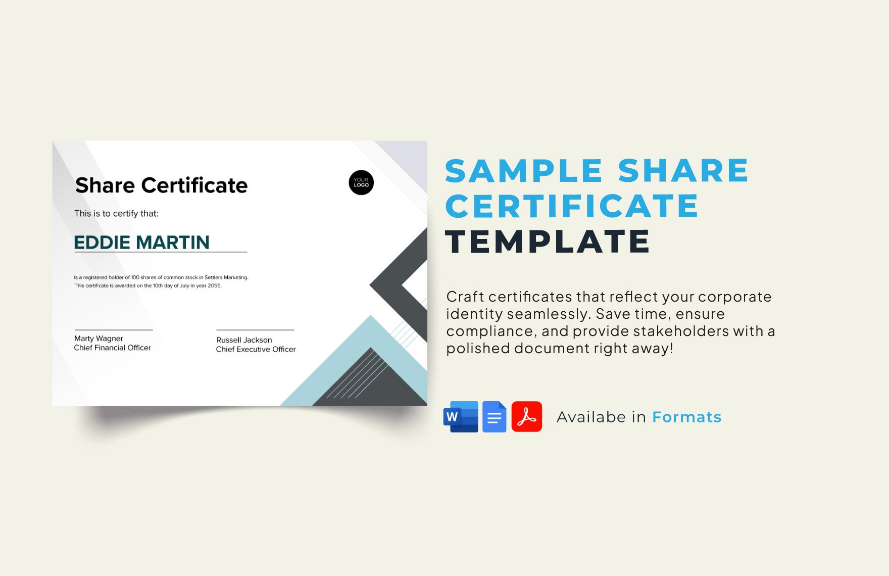 Sample Share Certificate Template