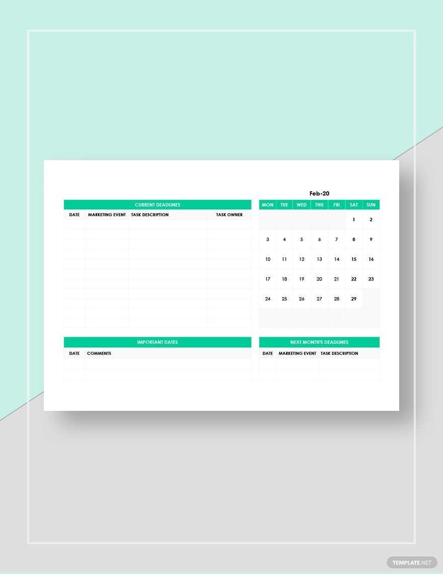 Simple Marketing Calendar Template Google Docs Google Sheets Excel