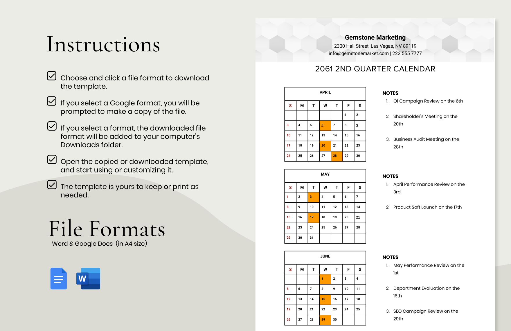 Free Simple Marketing Calendar Template Download in Word, Google Docs