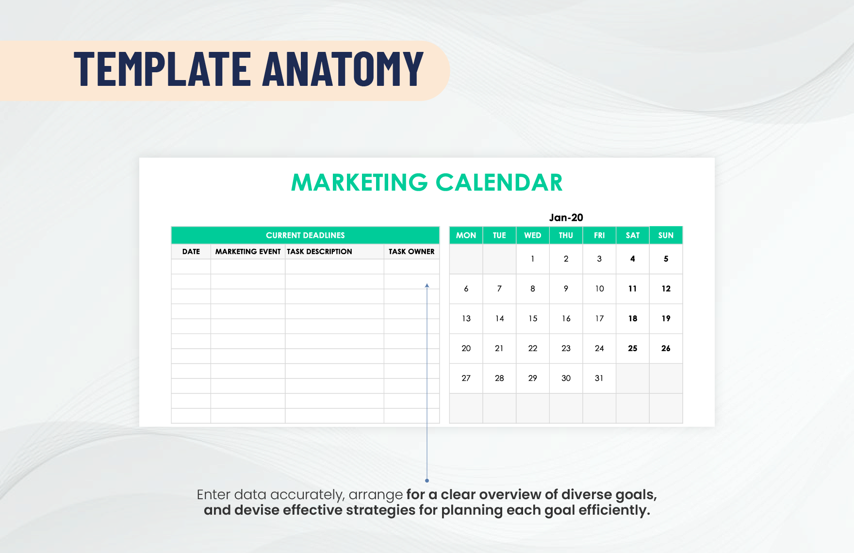 Simple Marketing Calendar Template