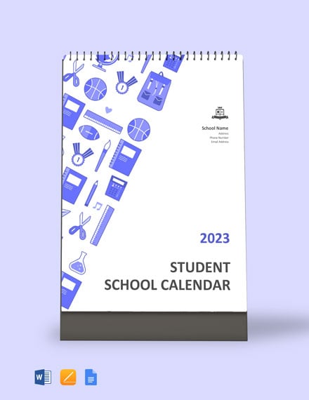 student school calendar template