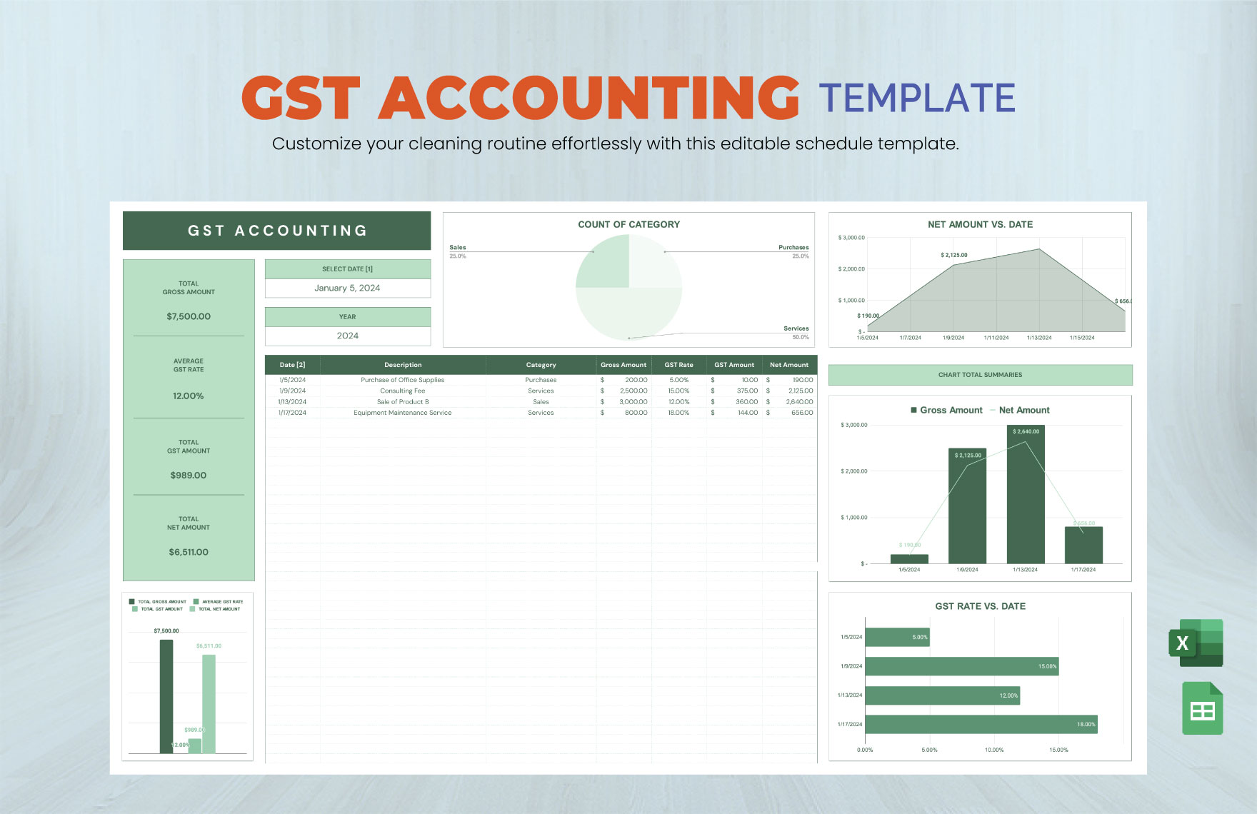 GST Accounting Template in Google Sheets, Excel - Download | Template.net