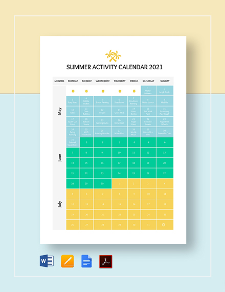 Summer Activity Calendar 
