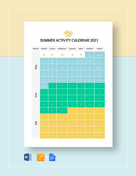 Activity Calendar Template - 12+ Free PDF, Docs, Word Format Download