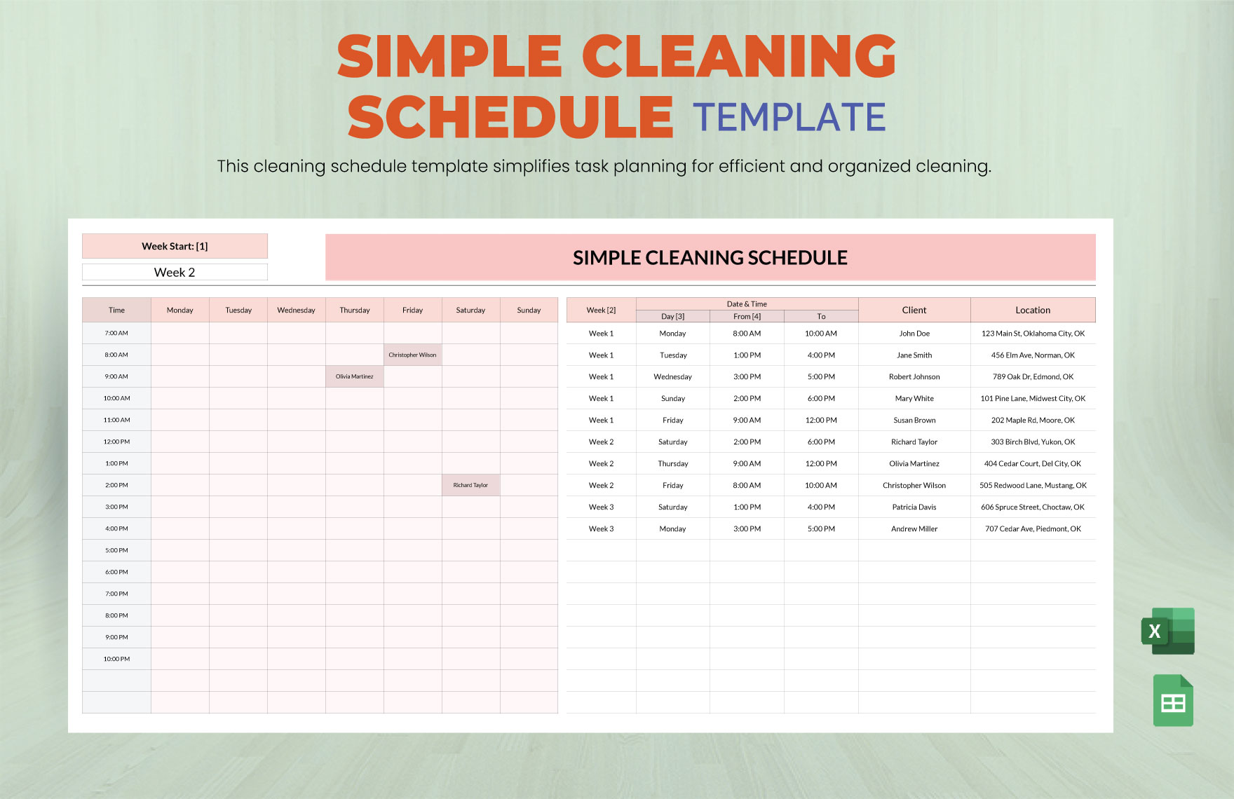 Editable Cleaning Templates In Excel To Download