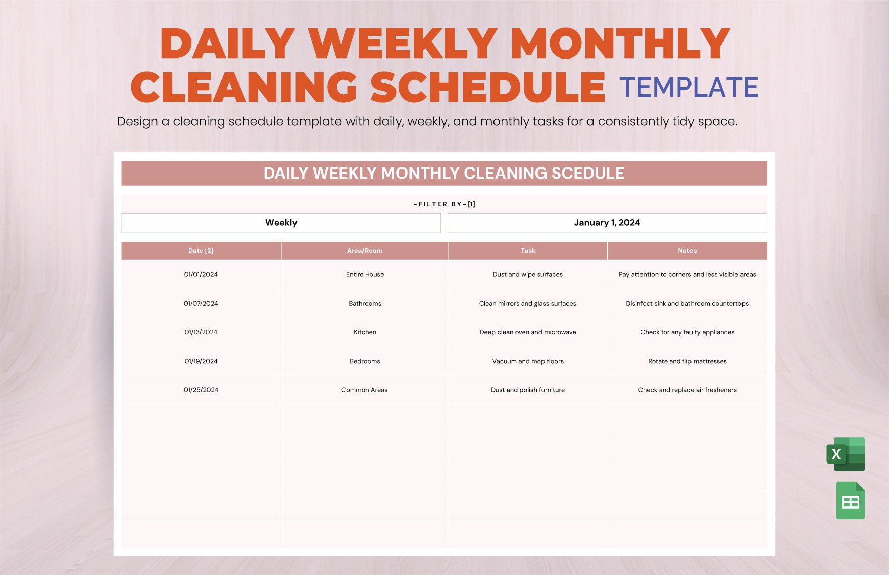 Daily Weekly Monthly Cleaning Schedule Template