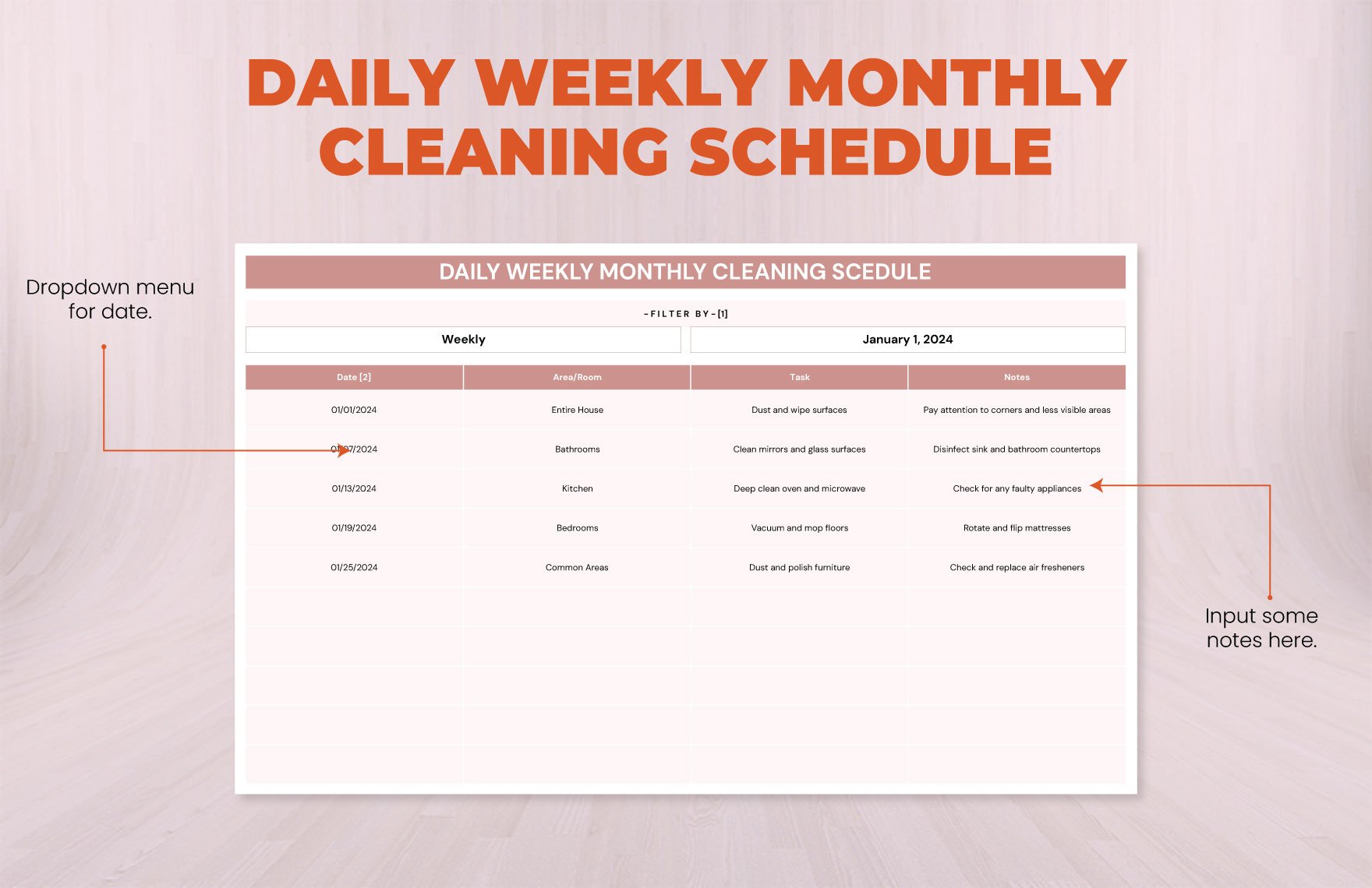 Daily Weekly Monthly Cleaning Schedule Template