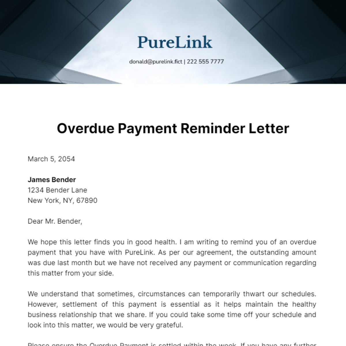 Free Overdue Payment Reminder Letter Template