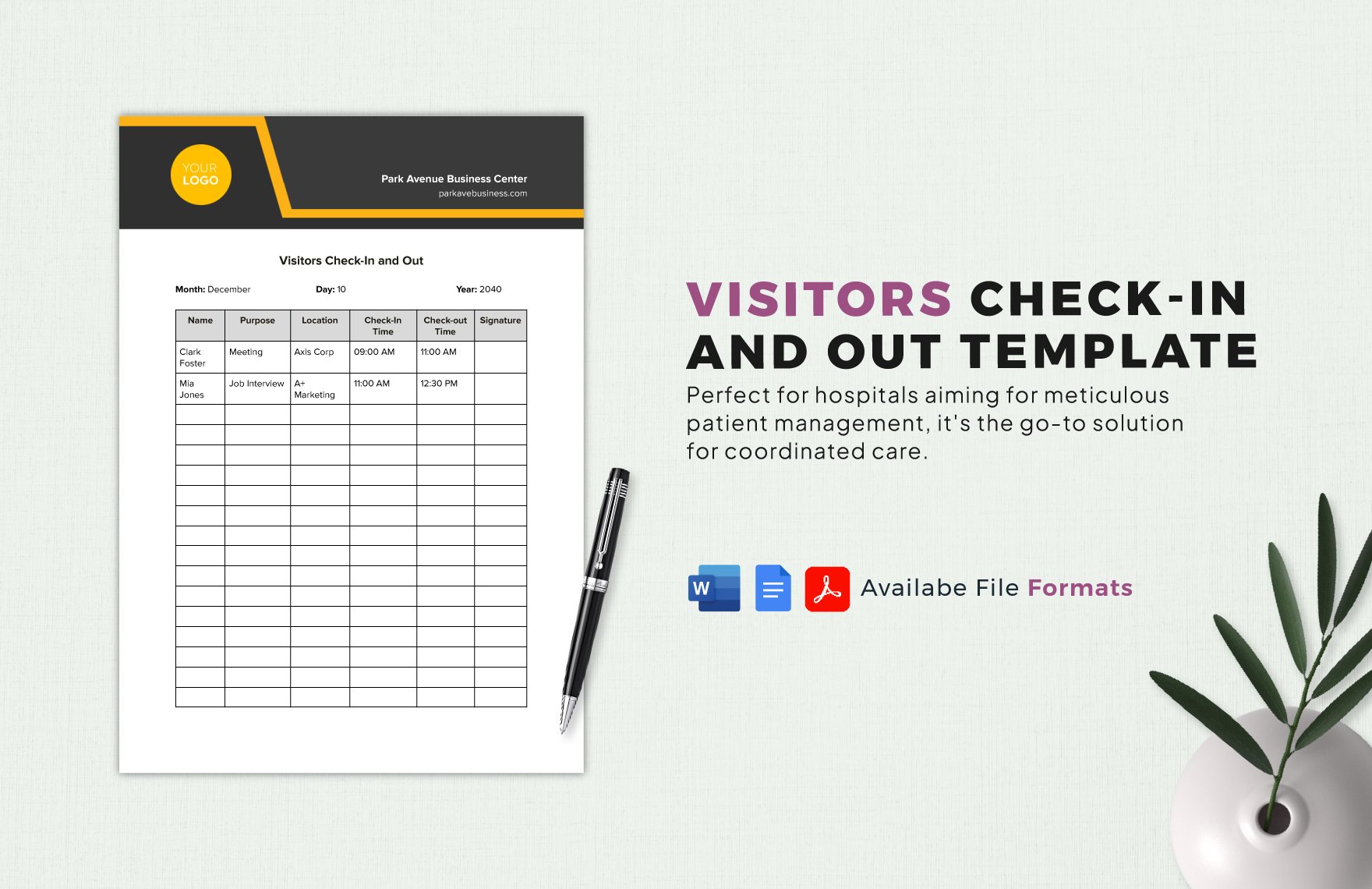 Free Visitors Check-in and Out Template in Word, Google Docs, PDF