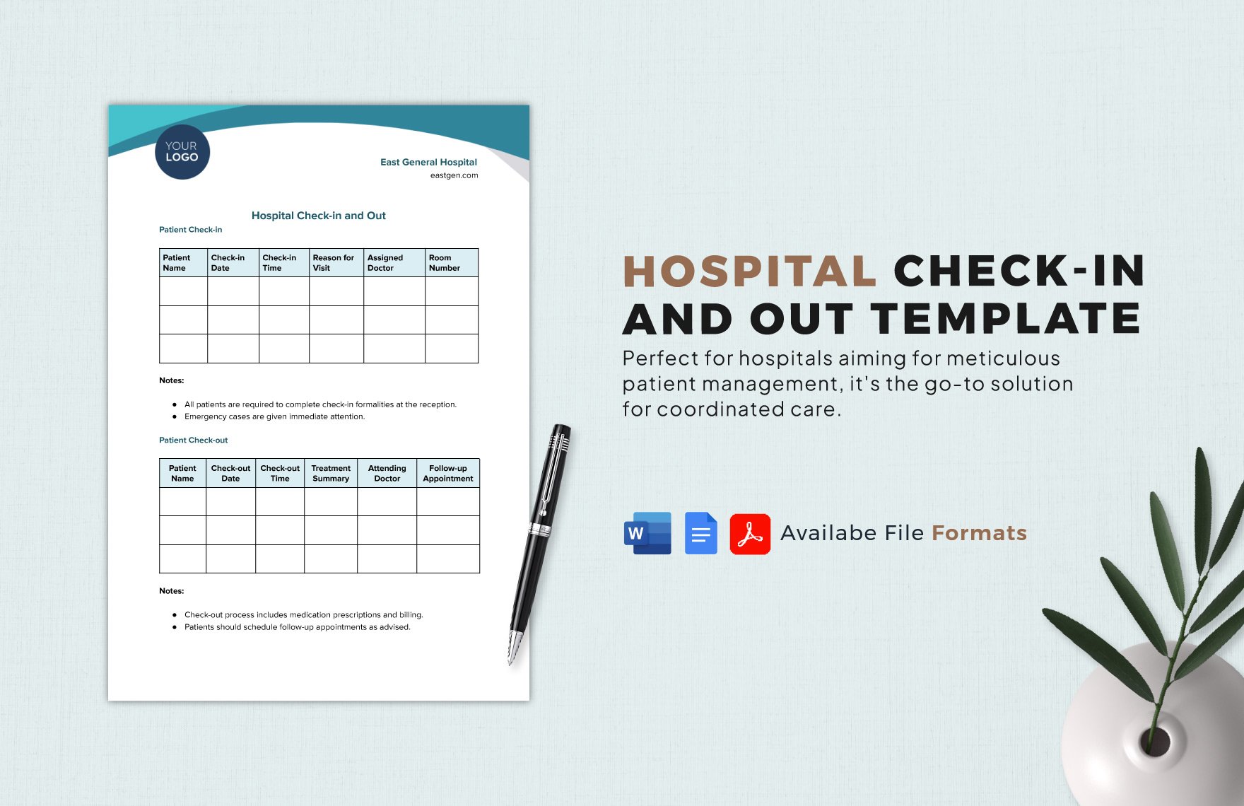 Free Hospital Check-in and Out Template