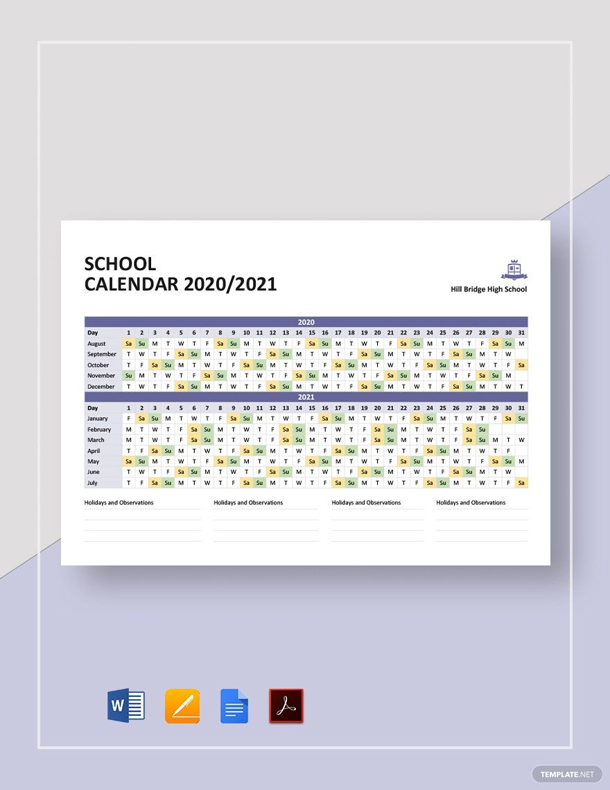 Simple HR Calendar Template Google Docs Google Sheets Excel Word