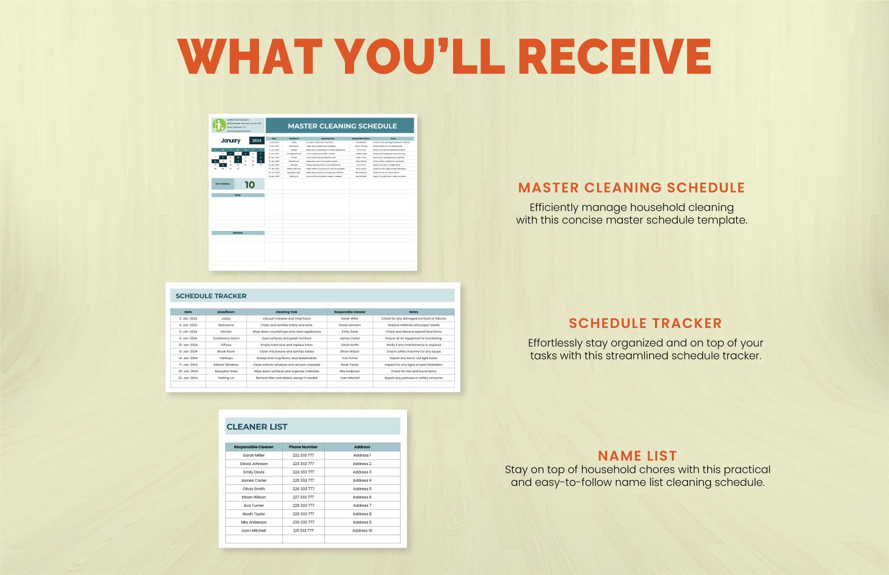 Master Cleaning Schedule Template