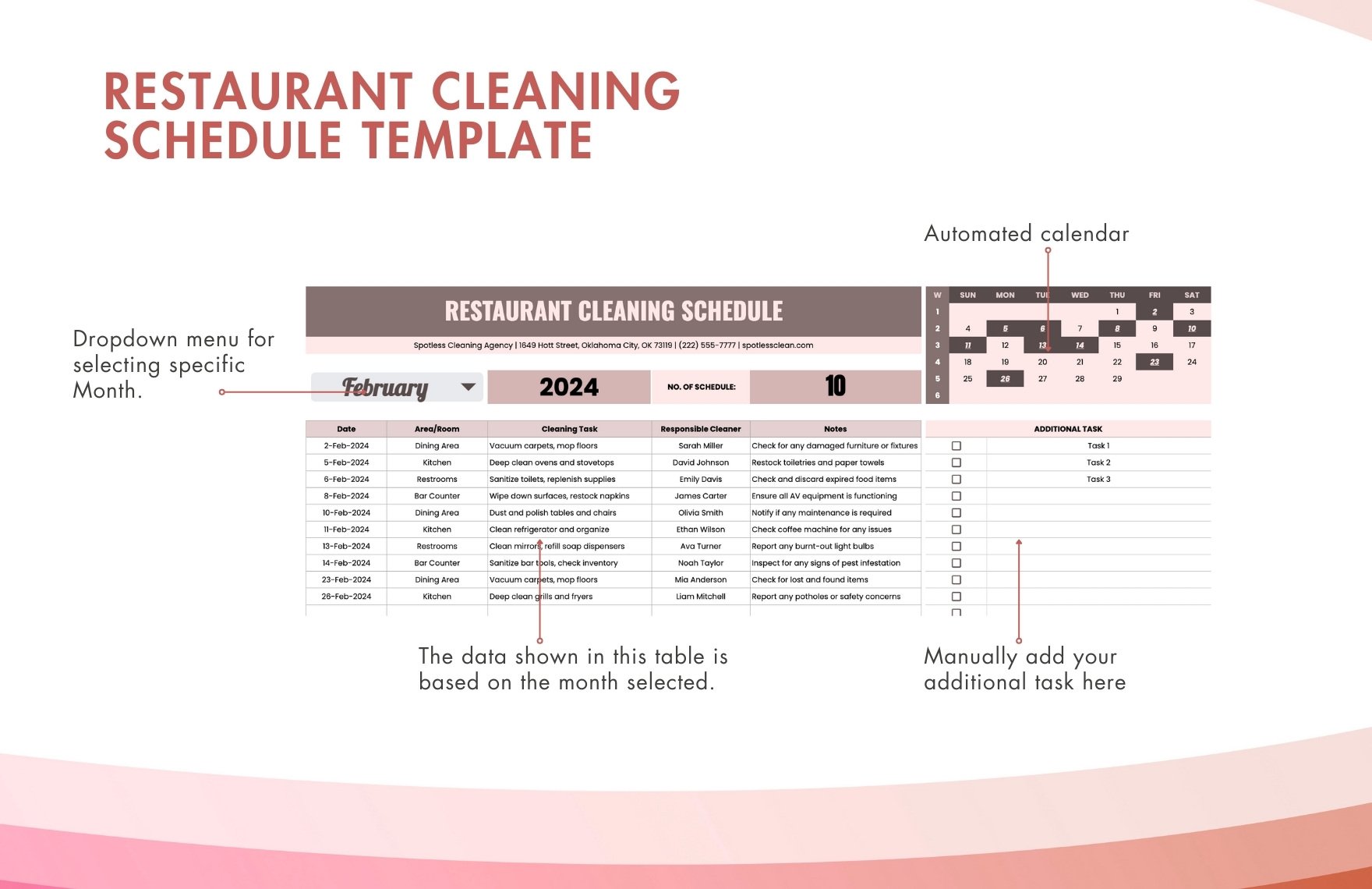 Restaurant Cleaning Schedule Template