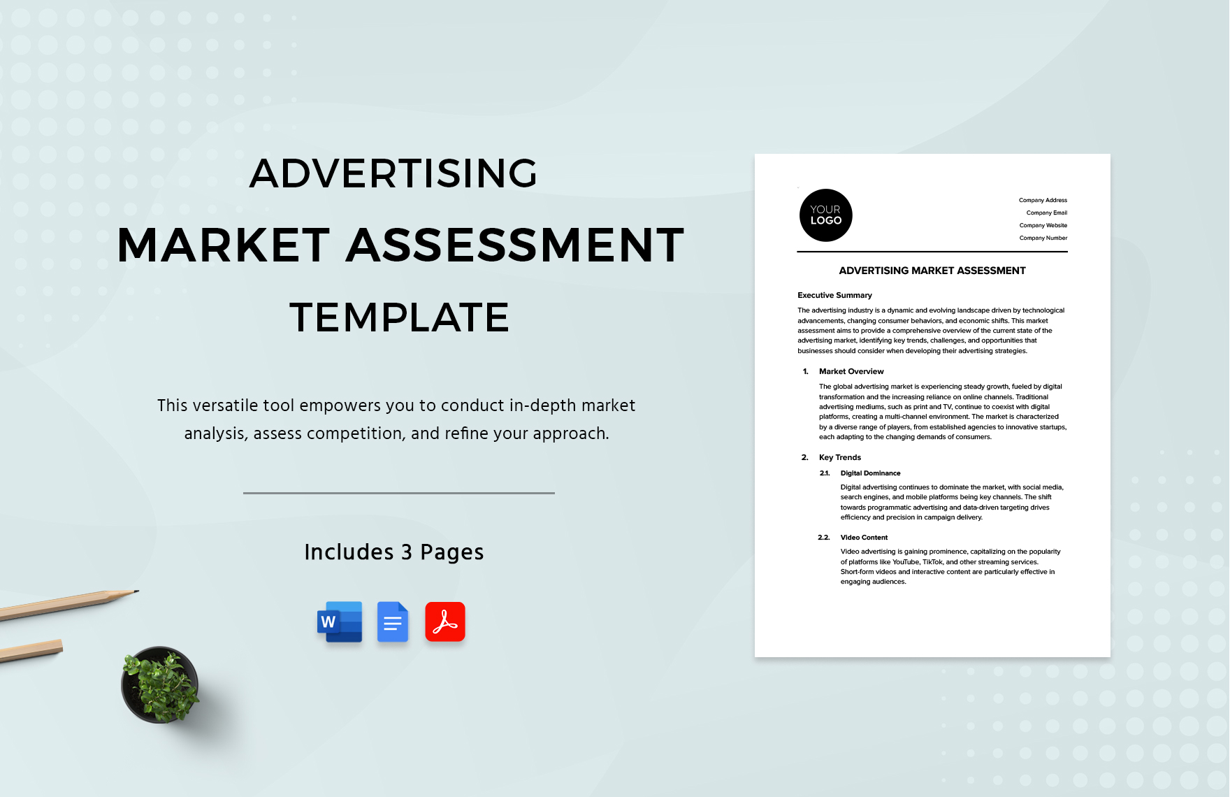 Advertising Market Assessment Template in Word, Google Docs, PDF