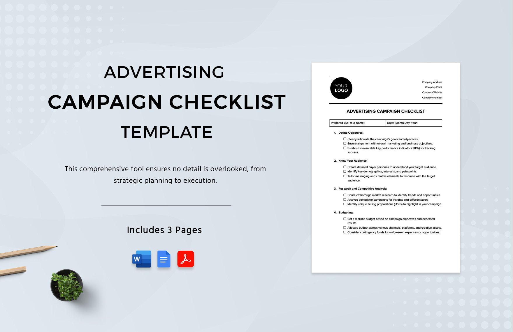 Advertising Campaign Checklist Template in Word, Google Docs, PDF