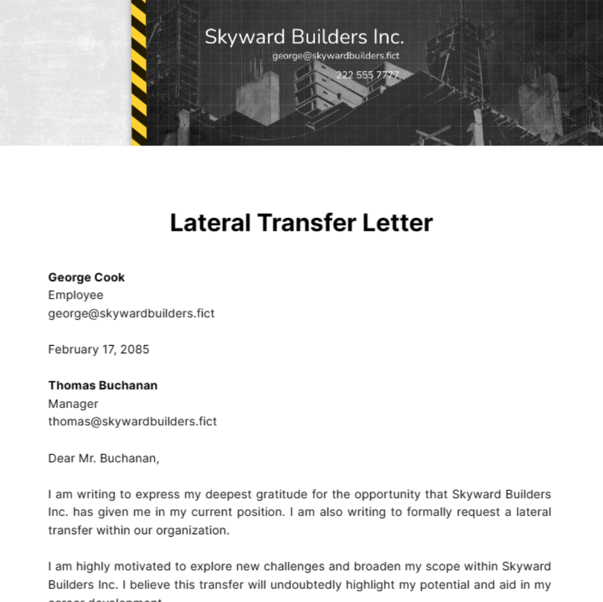 Lateral Transfer Letter Template
