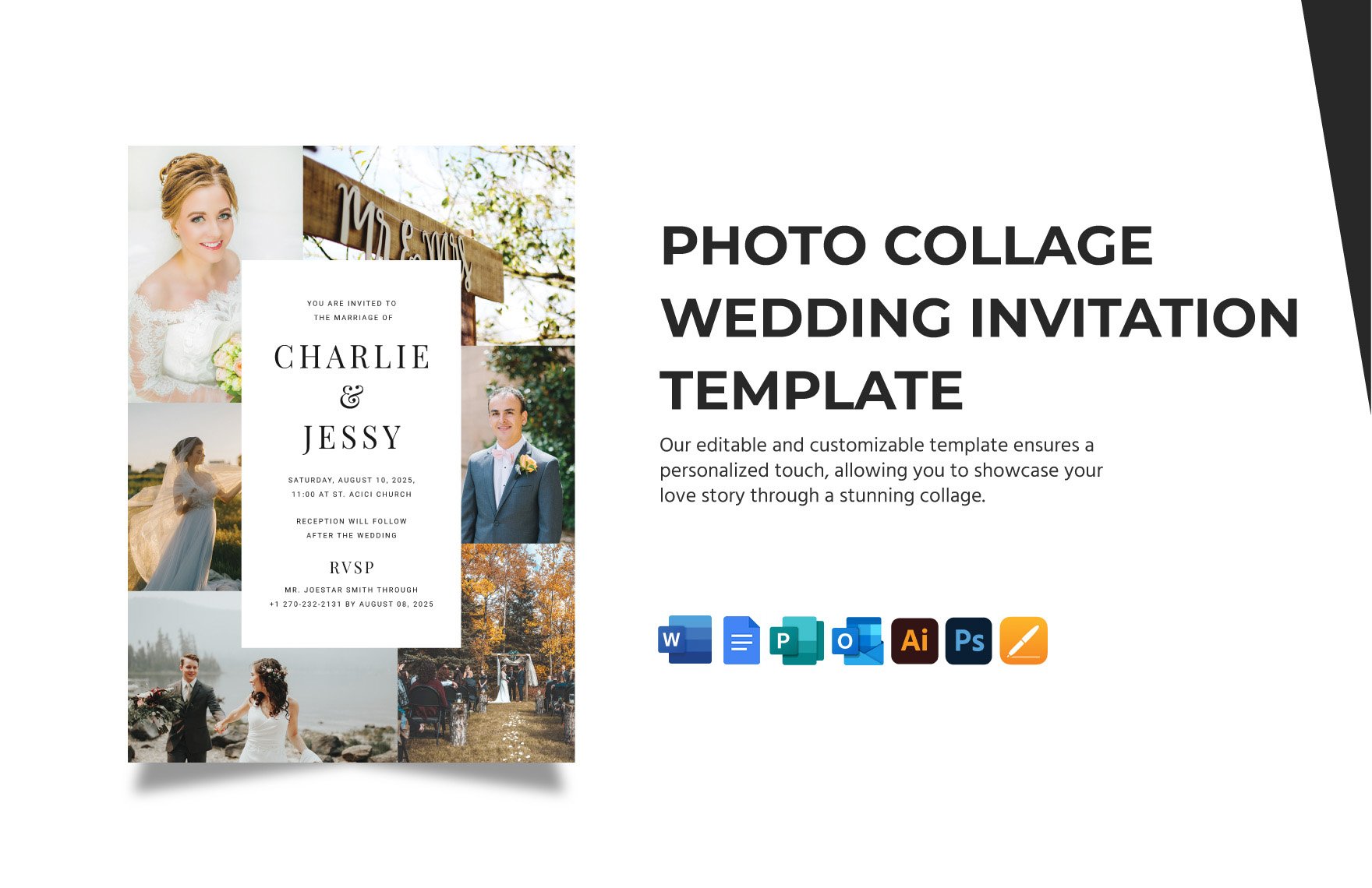 Photo Collage Wedding Invitation Template