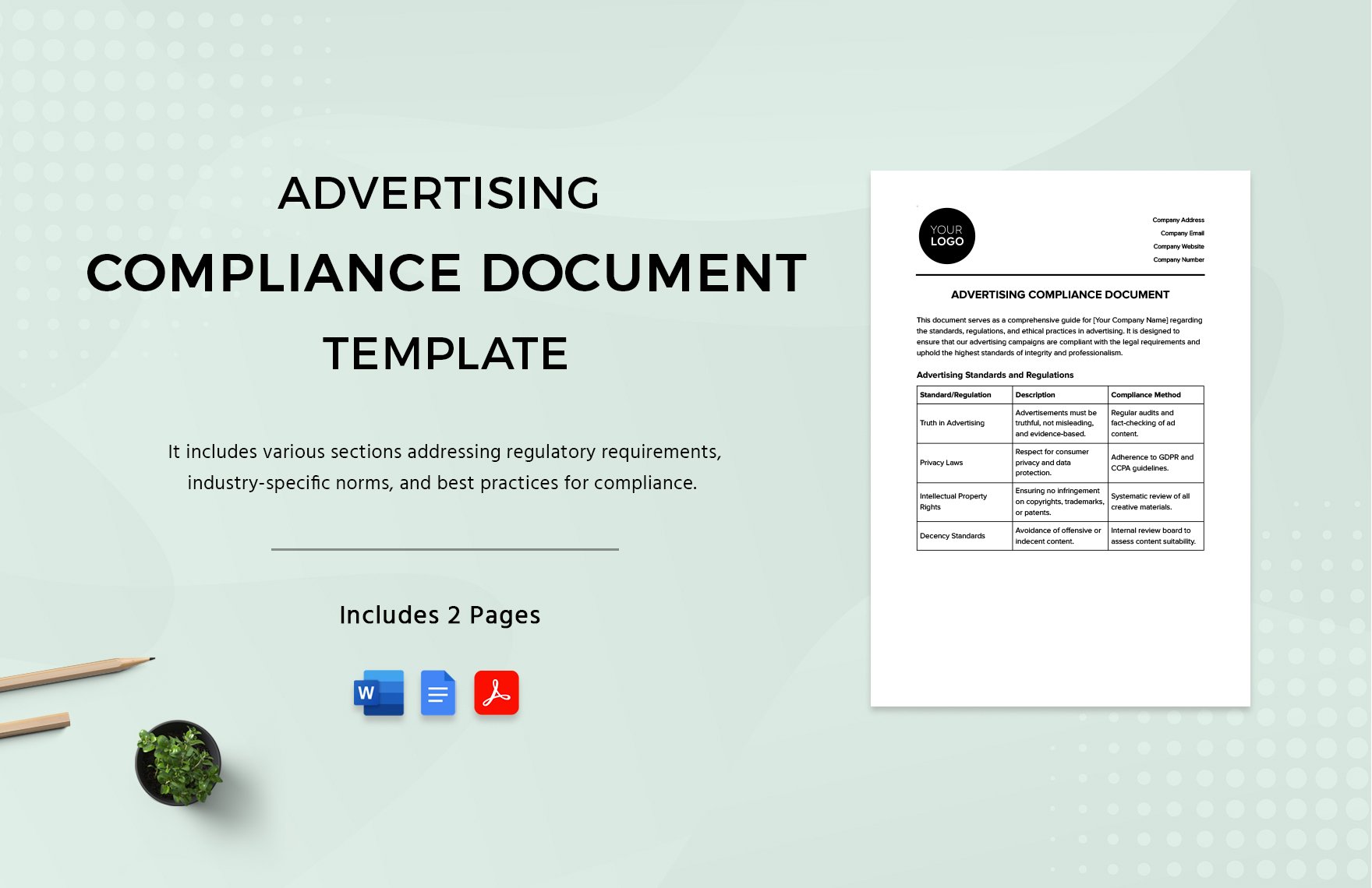 Advertising Compliance Document Template in Word, Google Docs, PDF