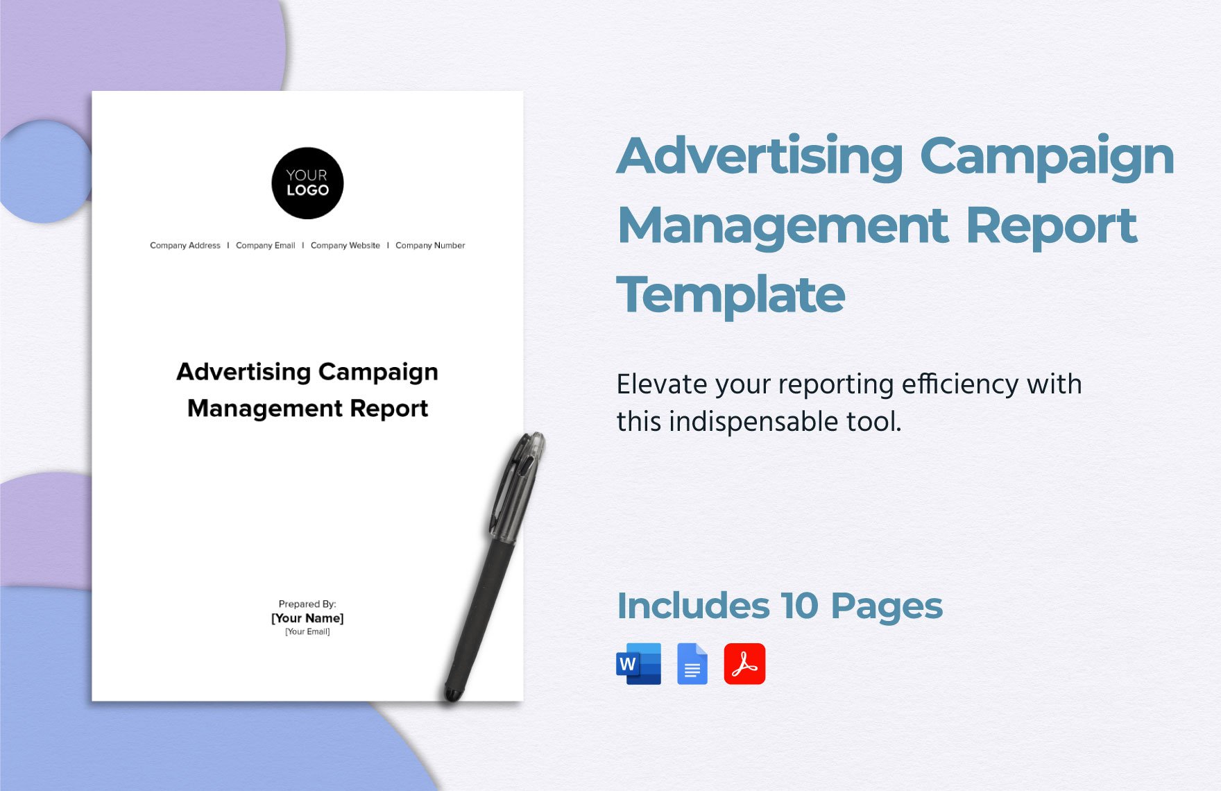 Advertising Campaign Management Report Template in Word, Google Docs, PDF