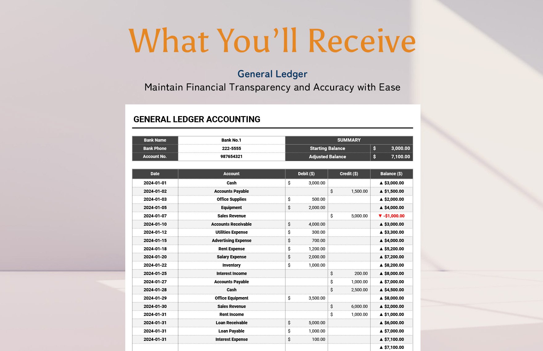 General Ledger Accounting Template