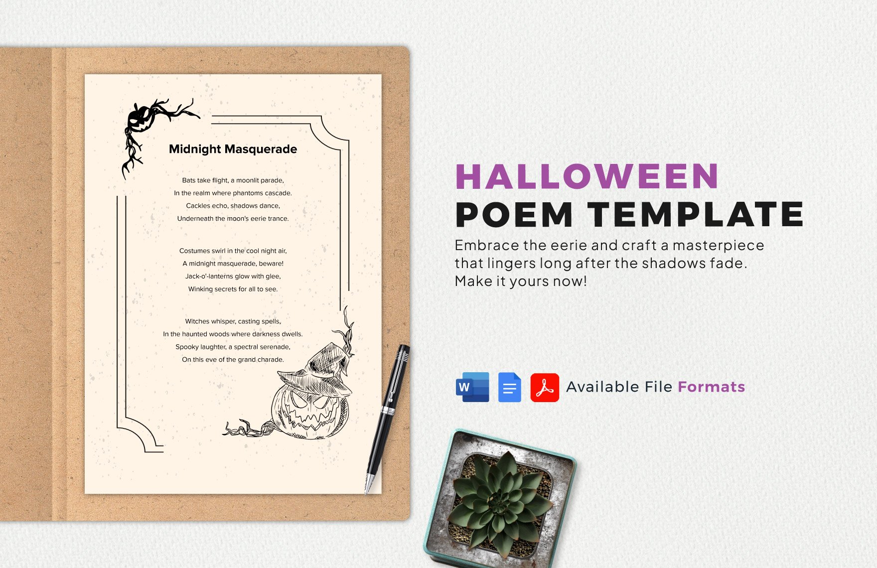 Halloween Poem Template in Word, Google Docs, PDF