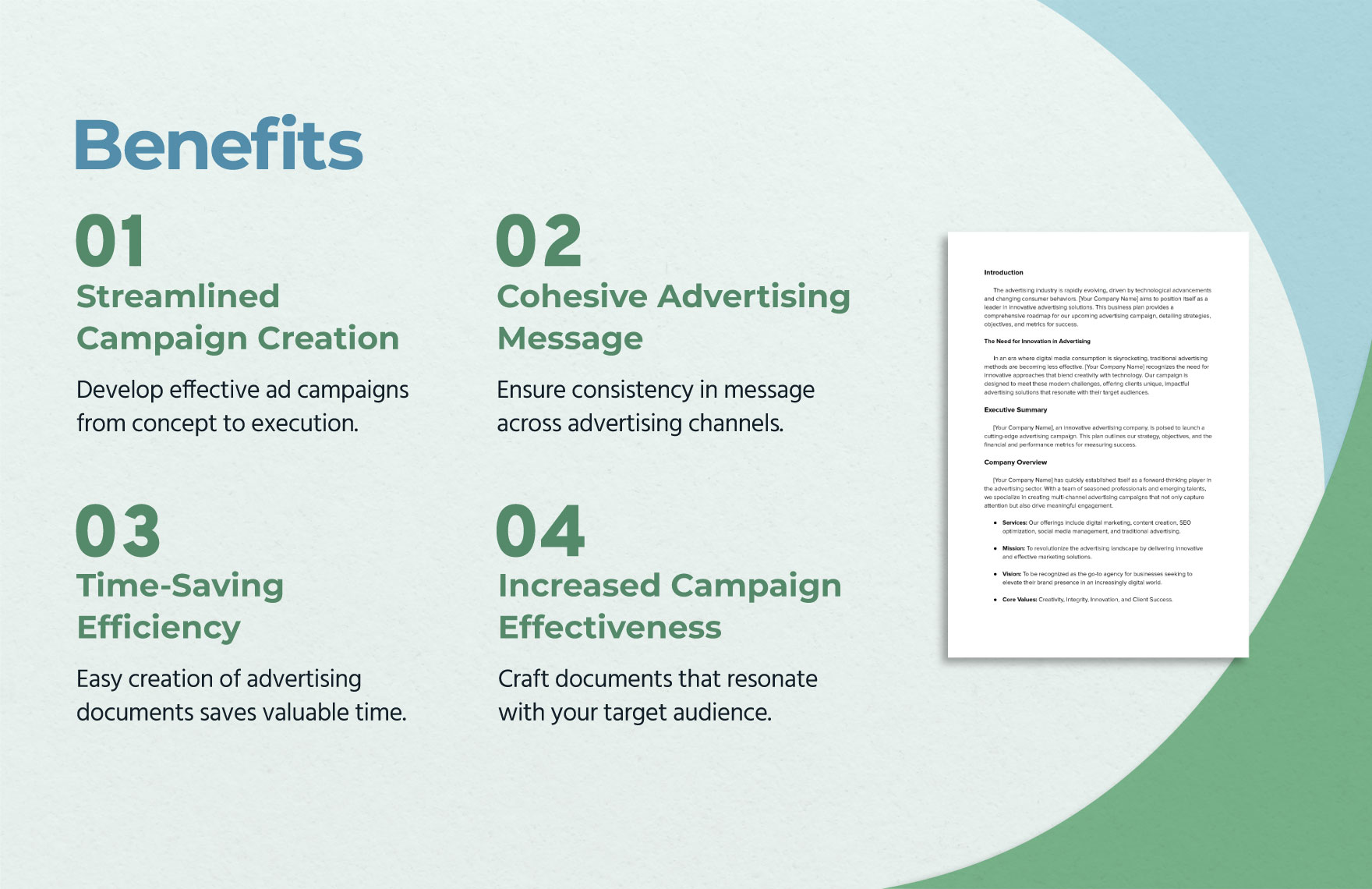 Advertising Comprehensive Business Plan for Campaign Template