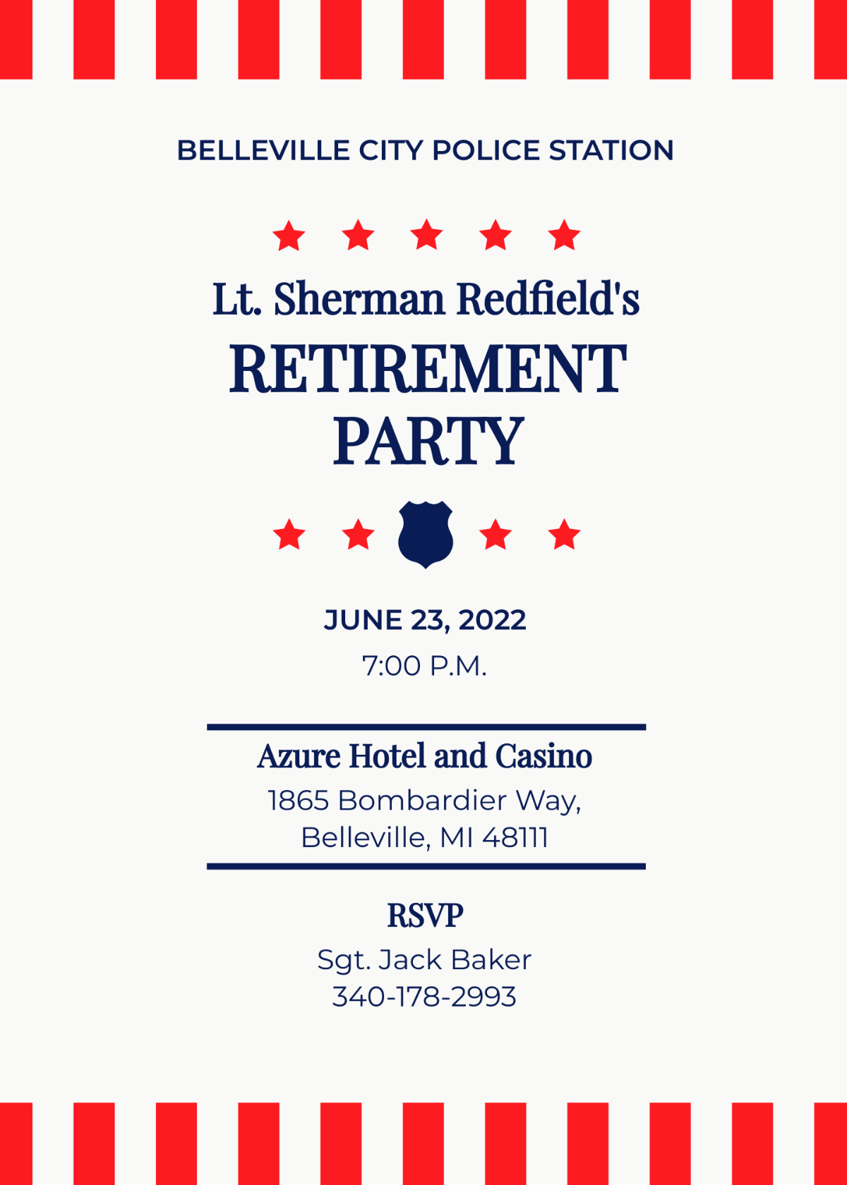 Free Police Retirement Party Invitation Template