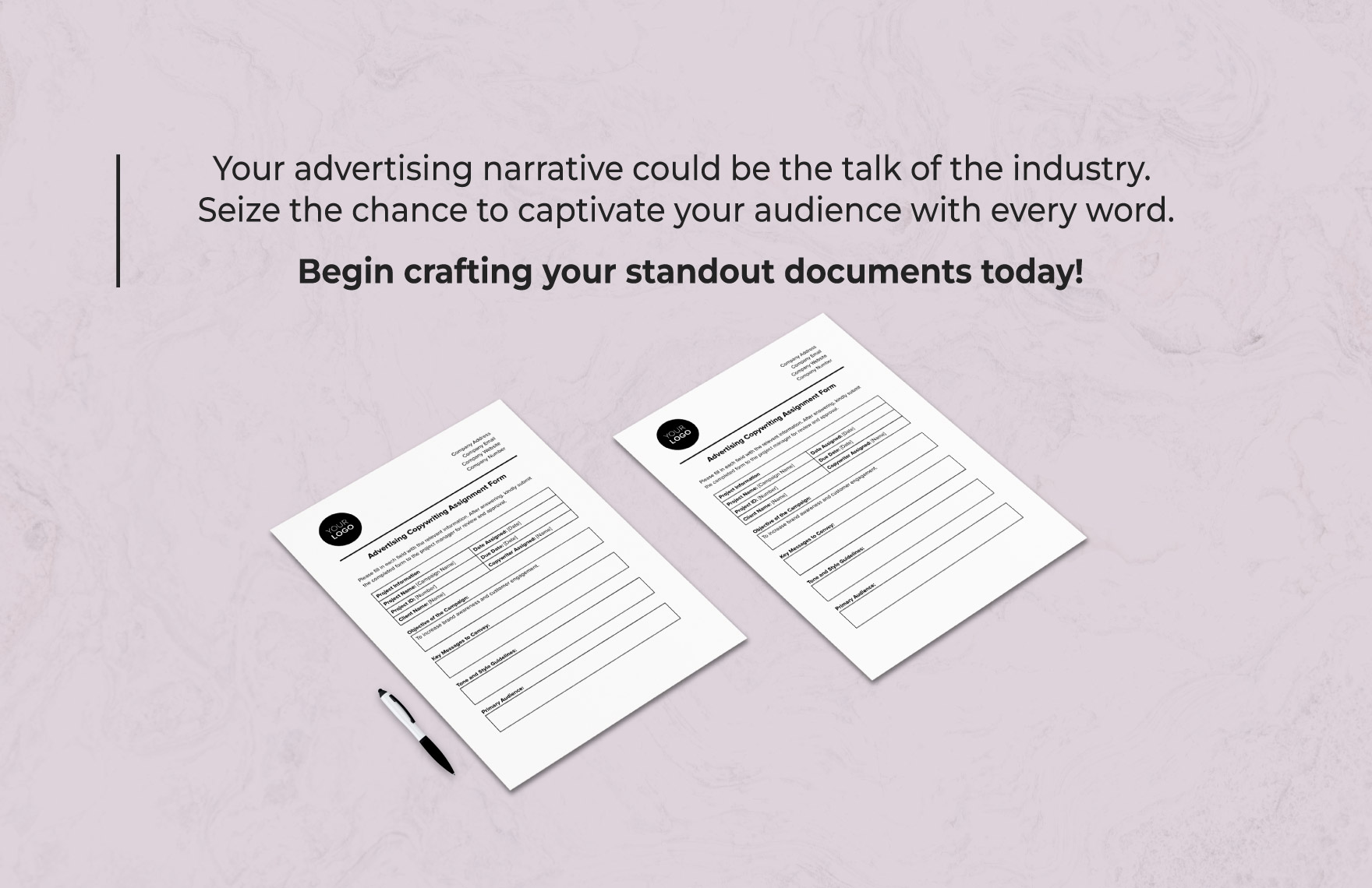 Advertising Copywriting Assignment Form Template