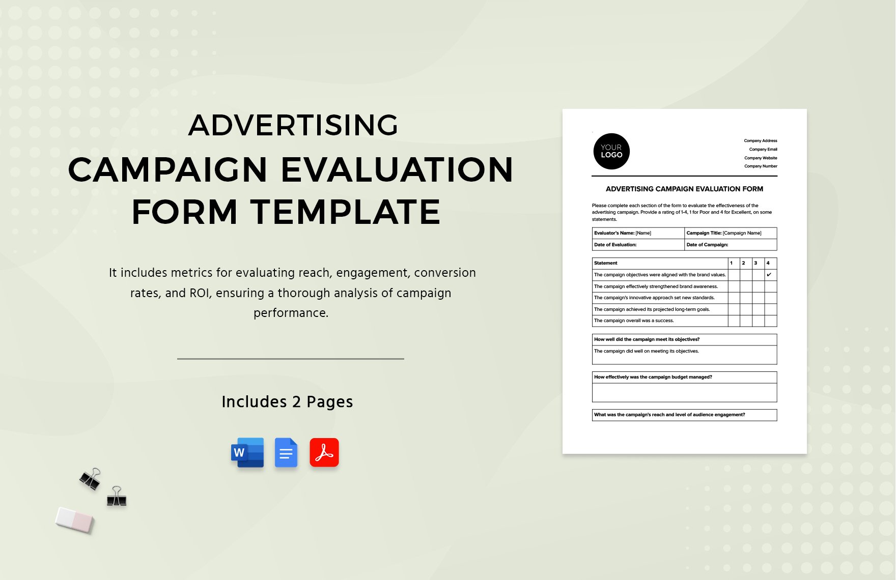 Advertising Campaign Evaluation Form Template in Word, Google Docs, PDF