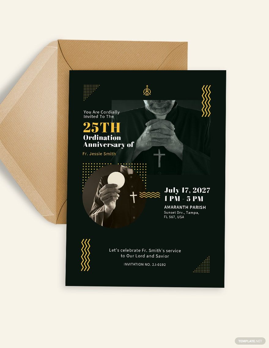 Priestly Ordination Anniversary 25 Years Invitation Template in Word, Illustrator, PSD, Apple Pages, Publisher