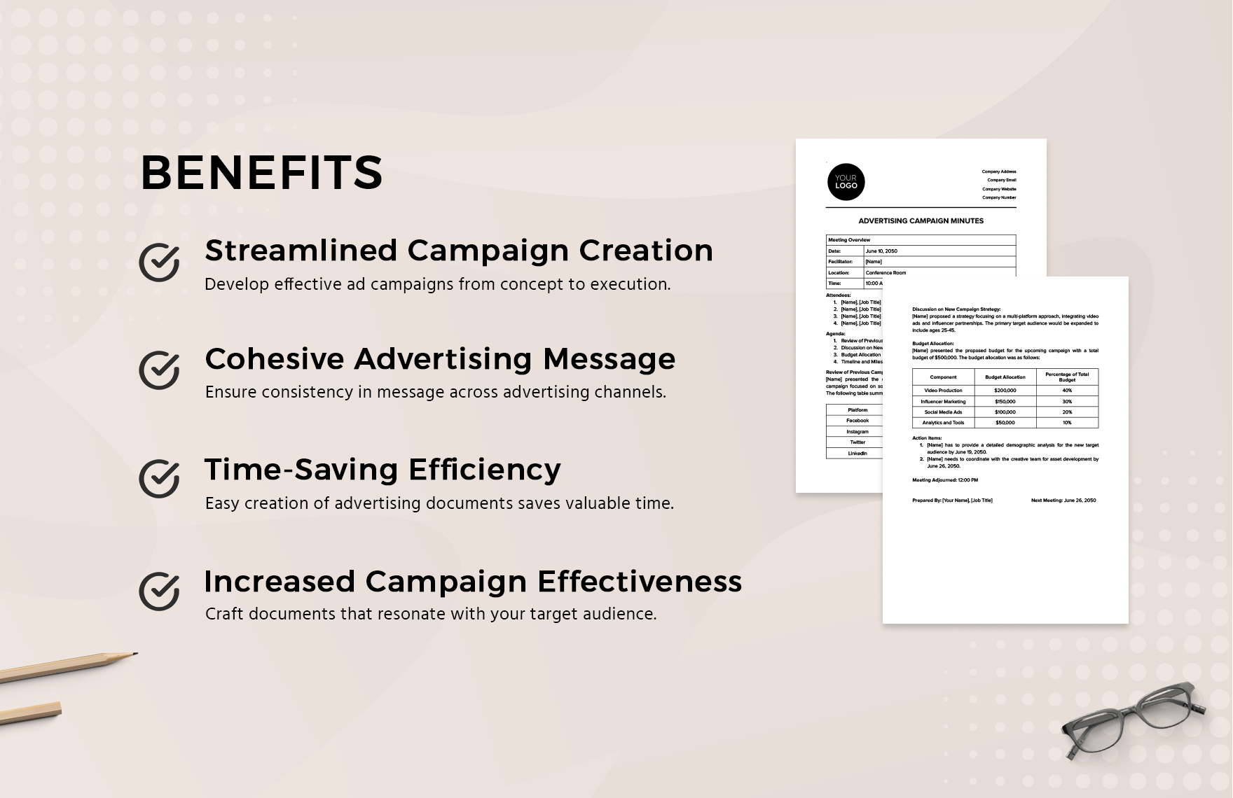 Advertising Campaign Minutes Template