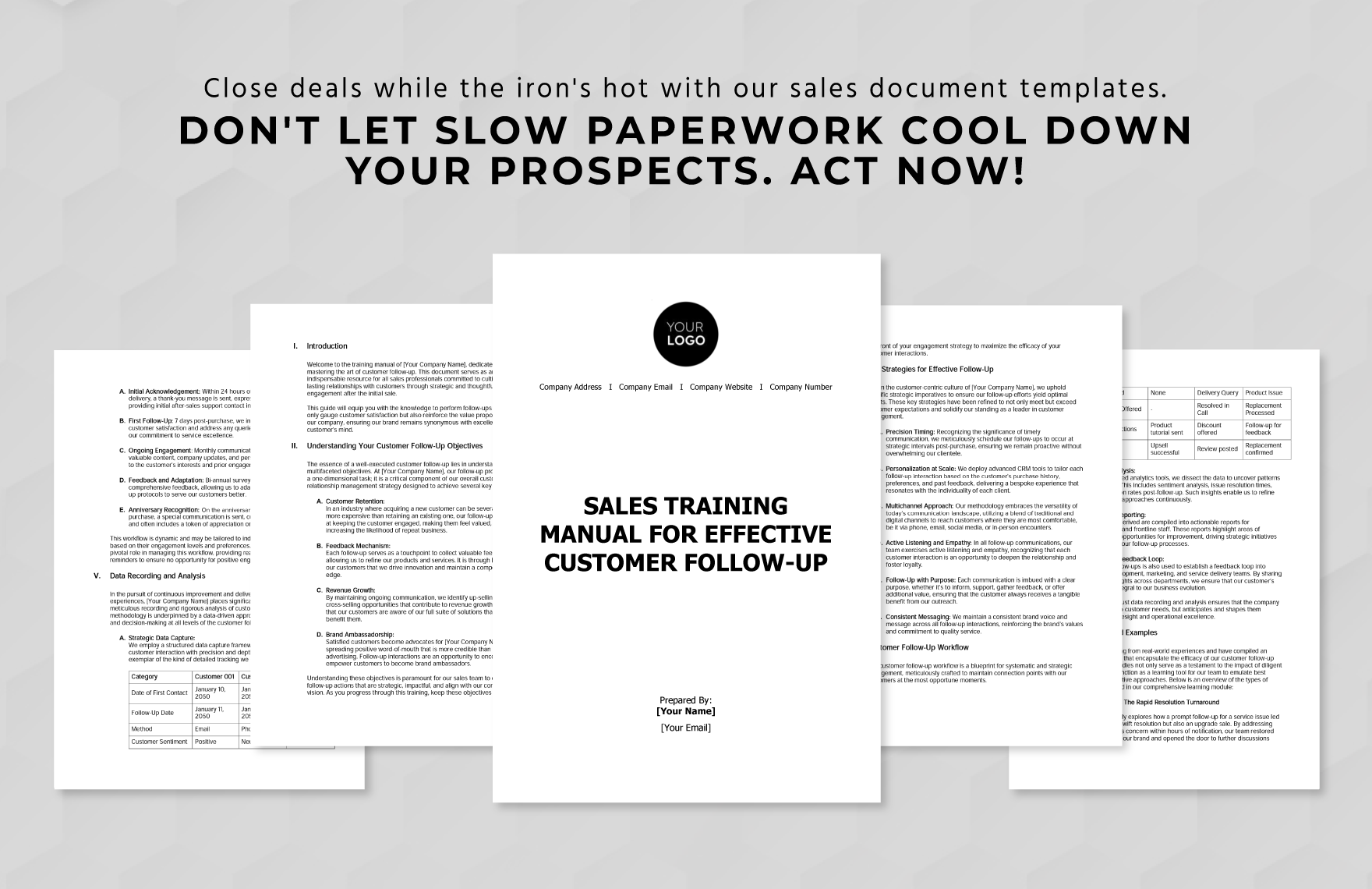 Sales Training Manual for Effective Customer Follow-Up Template