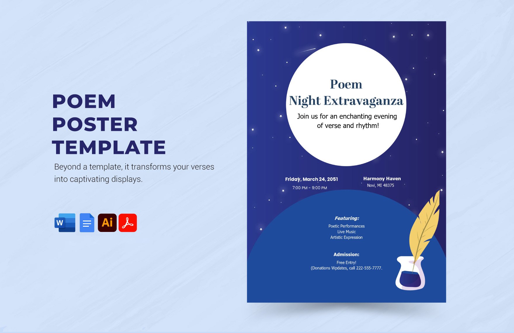 Poem Poster Template in Word, Google Docs, PDF, Illustrator