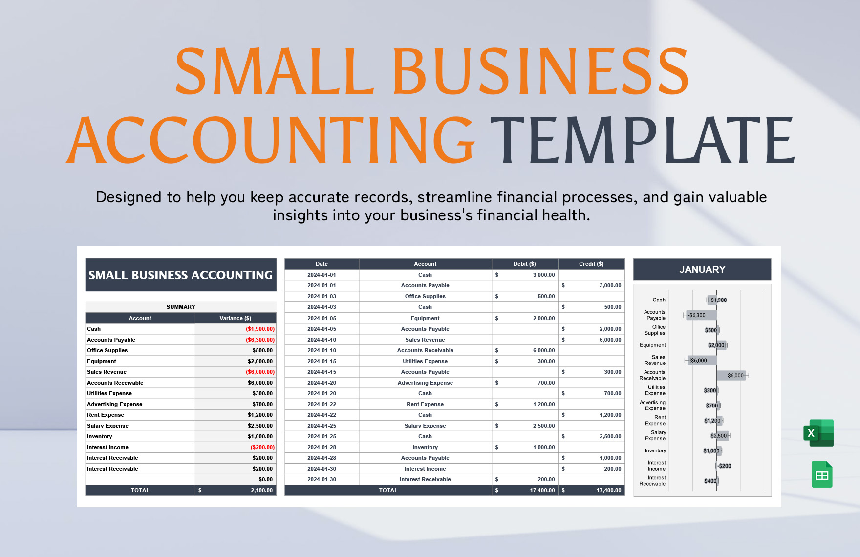 Small Business Accounting Template in Excel, Google Sheets - Download | Template.net