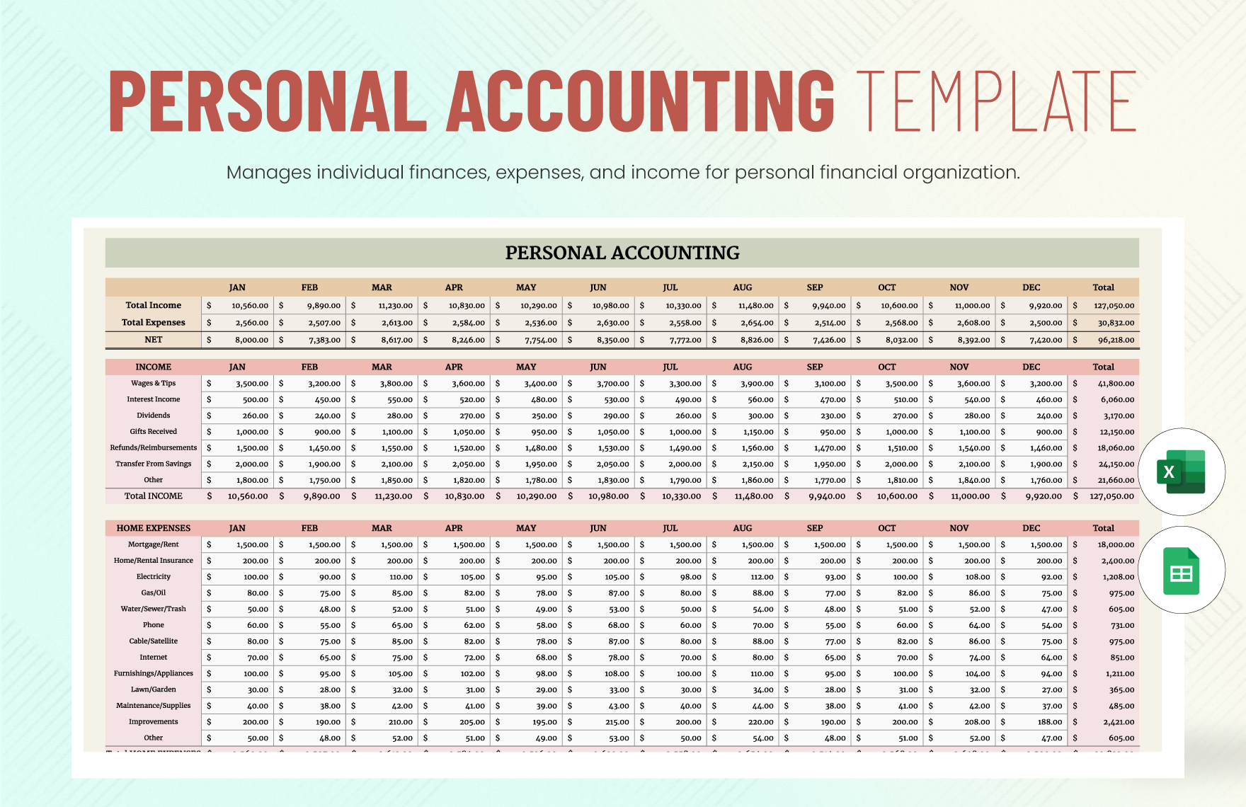 Personal Accounting Template