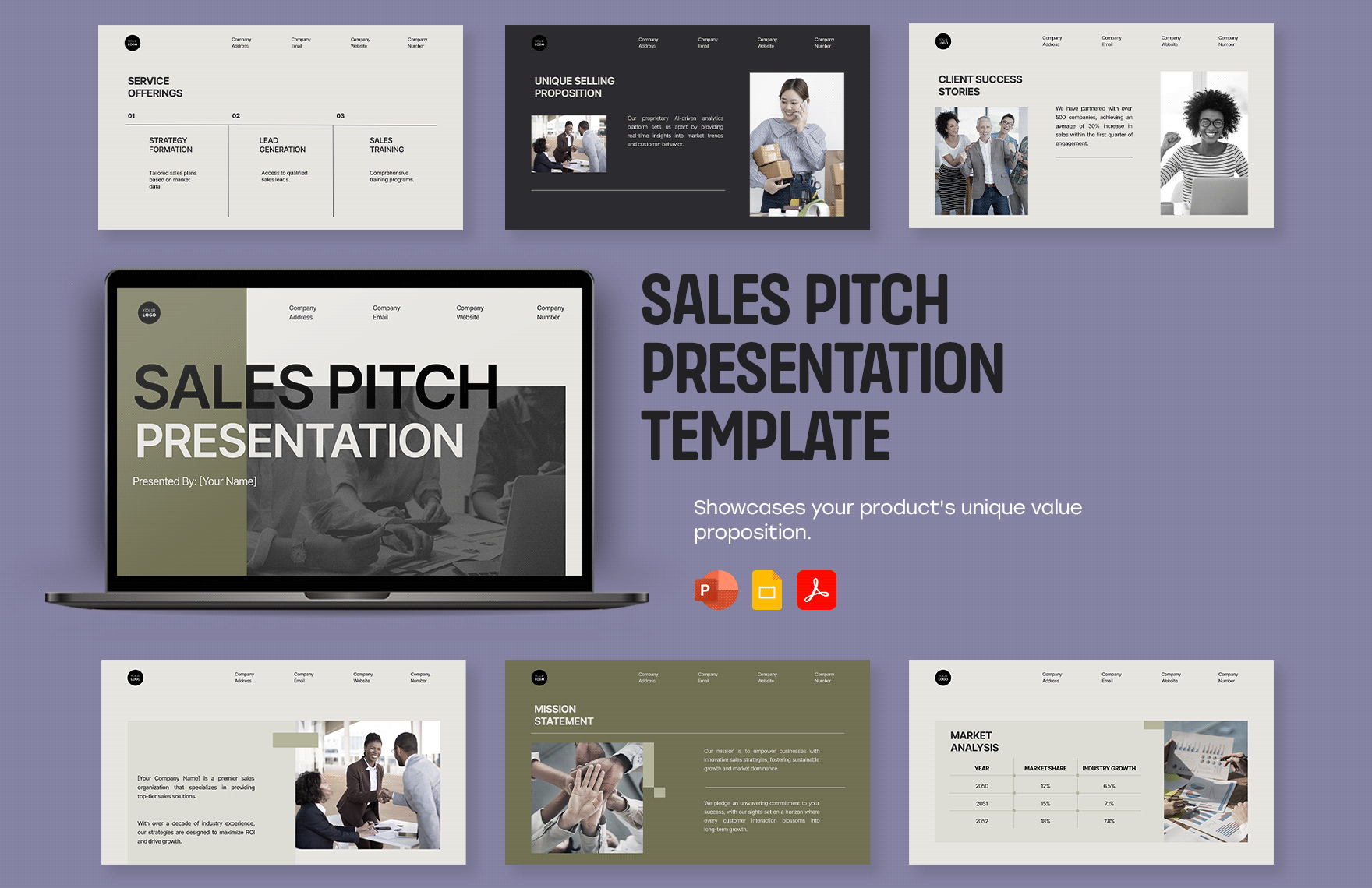 Sales Pitch Presentation Template in PDF, PowerPoint, Google Slides