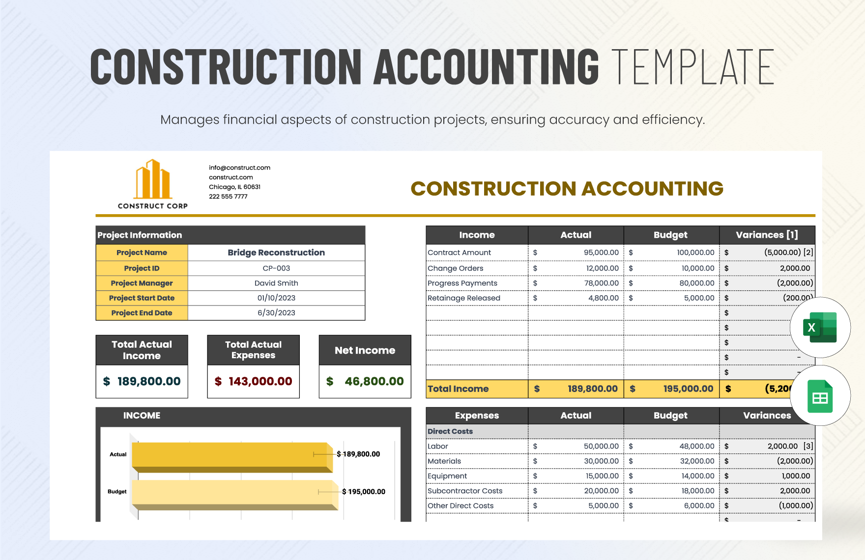 Construction Accounting Template