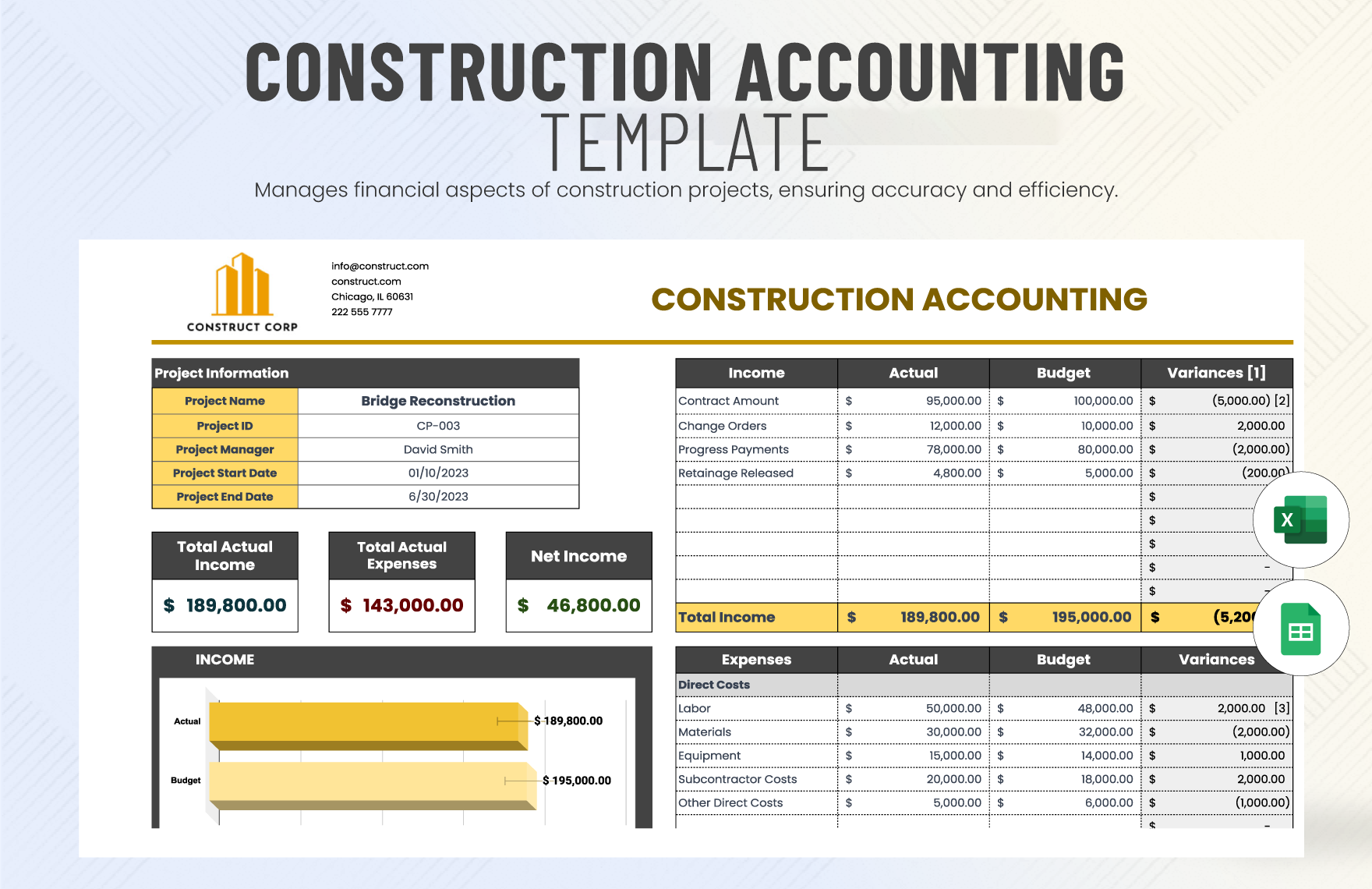 Construction Accounting Template