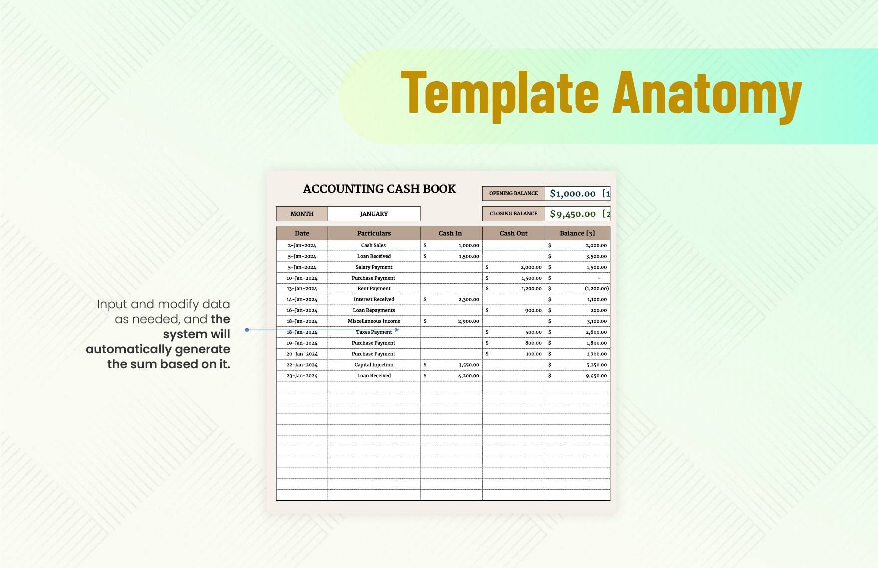 Accounting Cash Book Template
