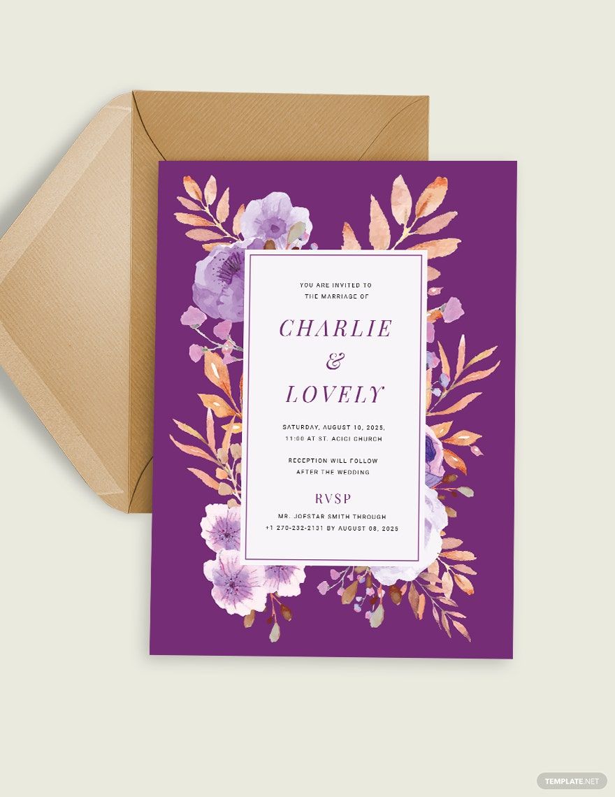 Purple Wedding Invitation Template