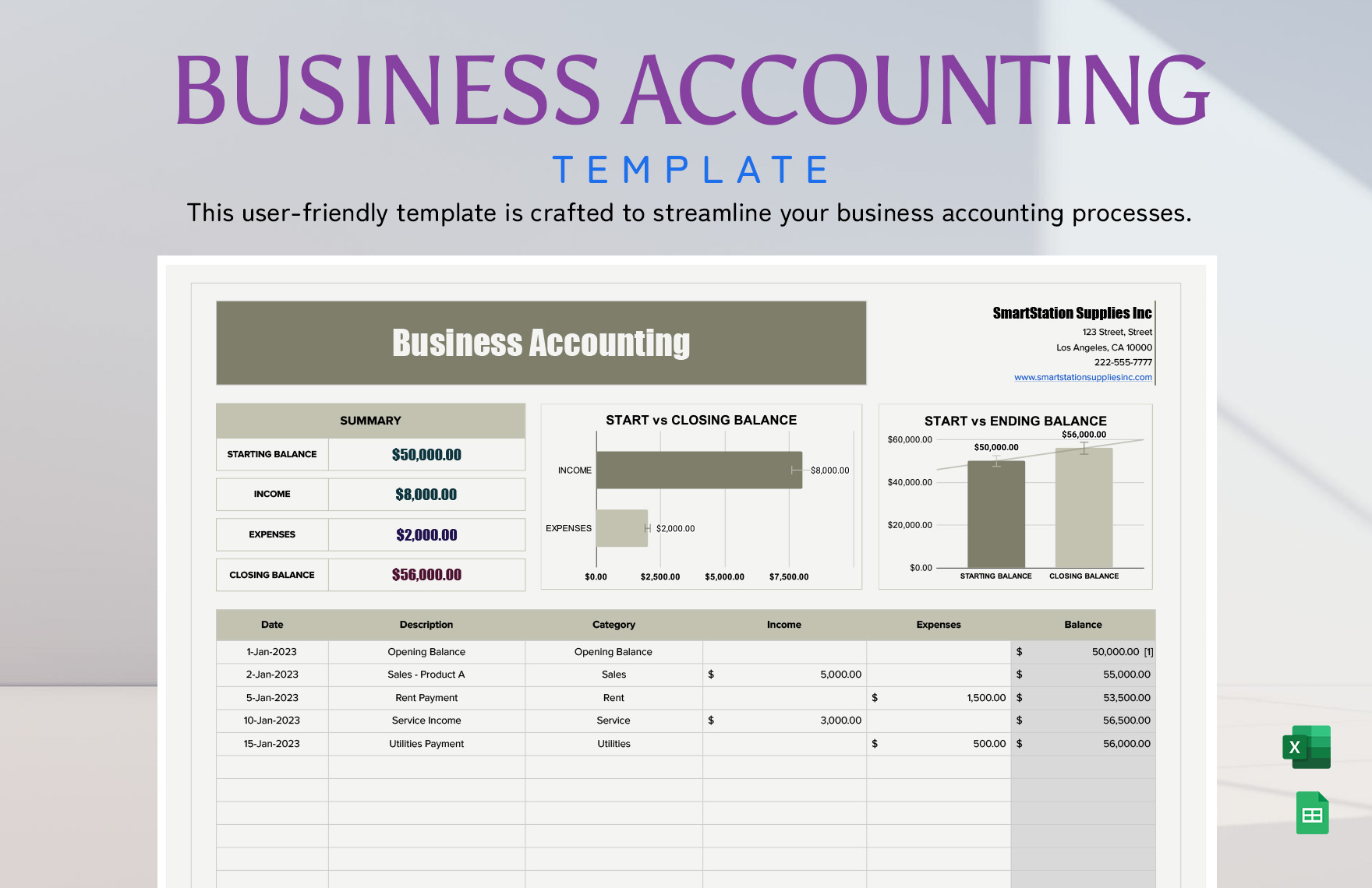 Business Accounting Template in Excel, Google Sheets - Download | Template.net