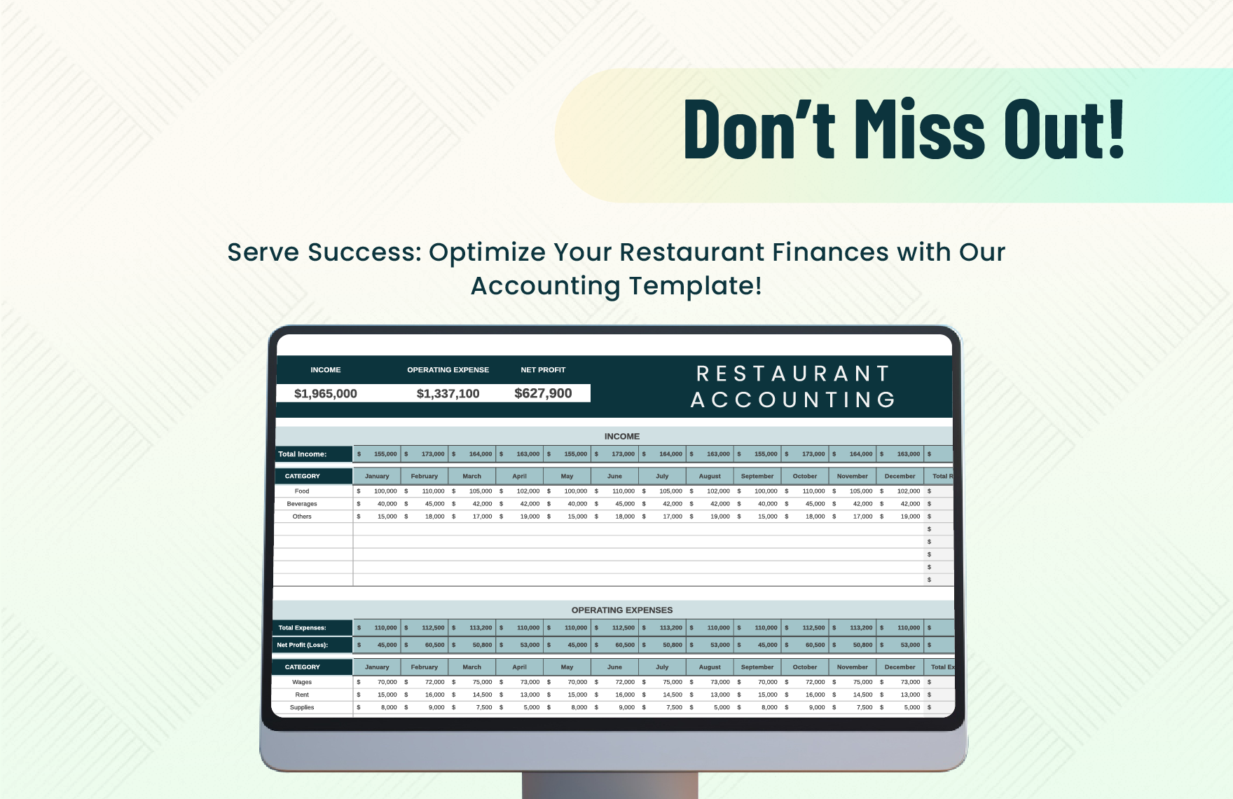 Restaurant Accounting Template