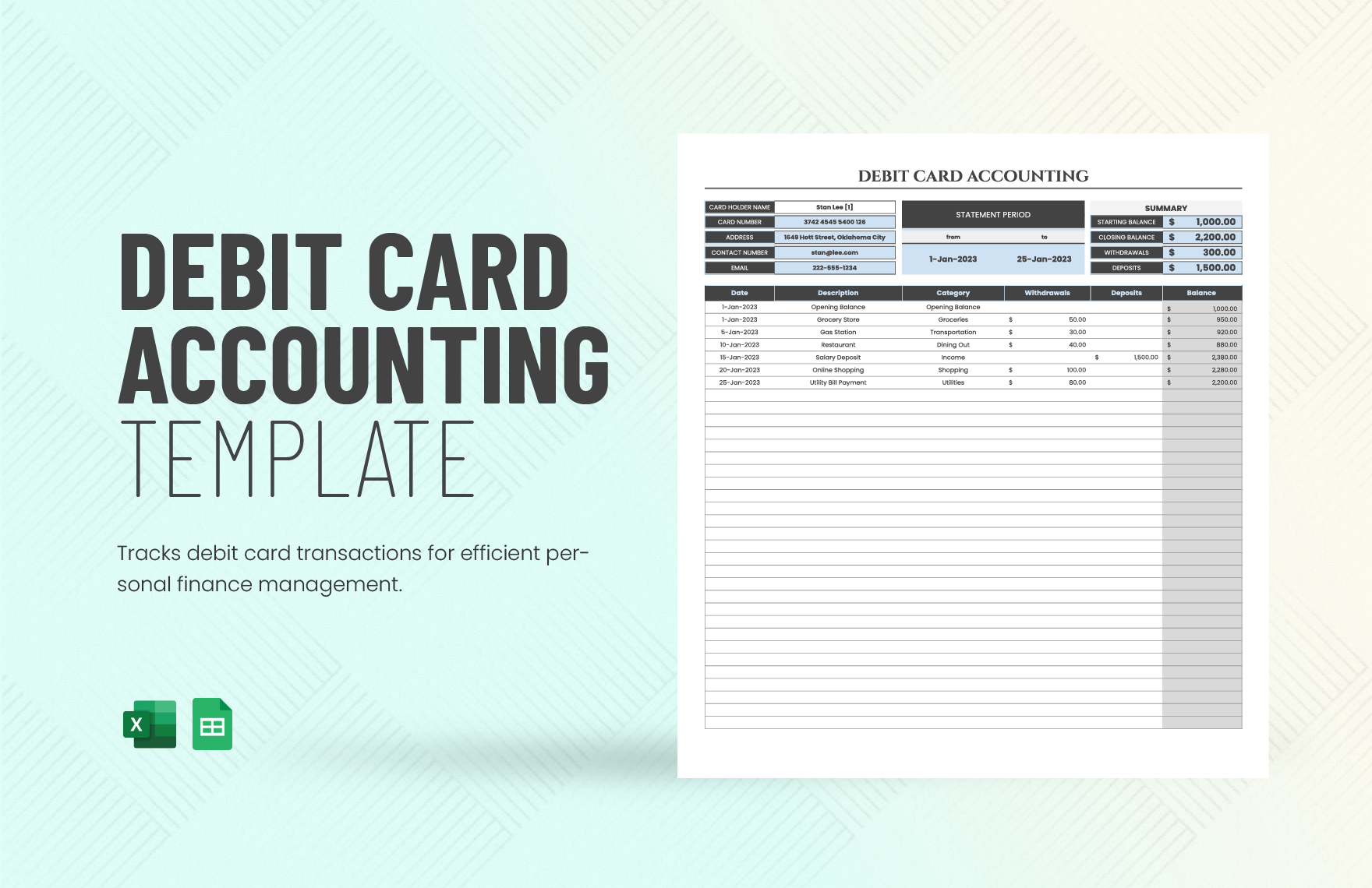 Debit Card Accounting Template