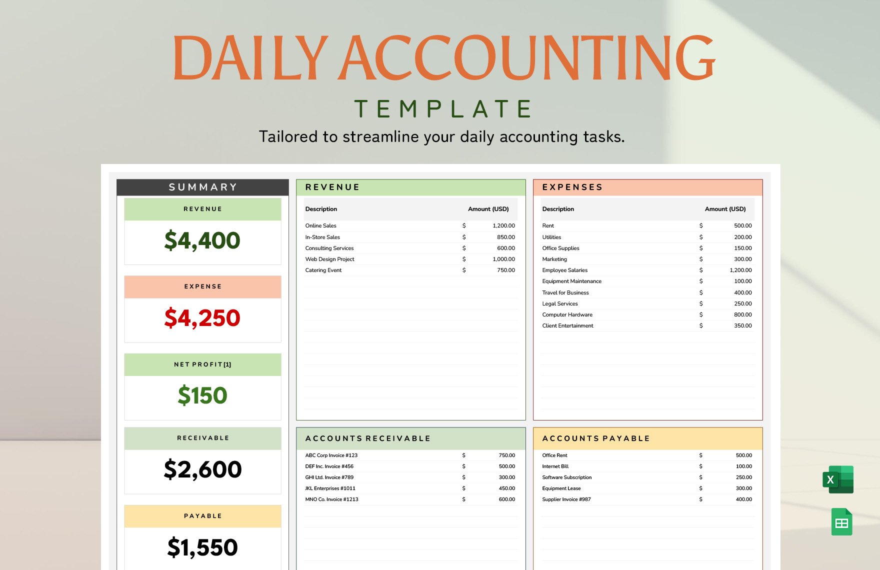Daily Accounting Template