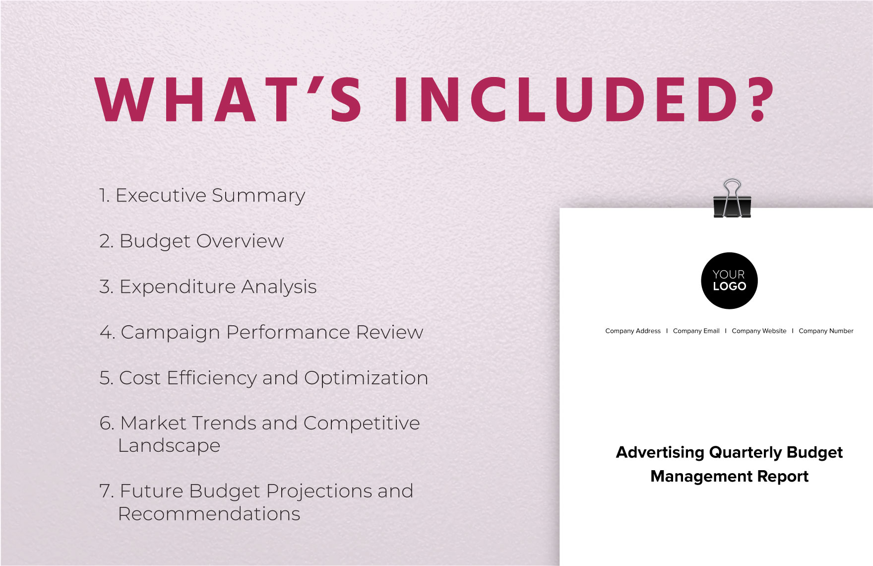 Advertising Quarterly Budget Management Report Template