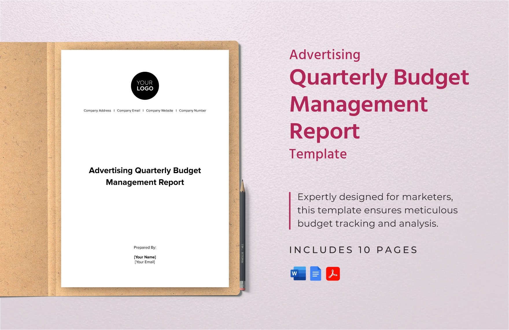 Advertising Quarterly Budget Management Report Template in Word, Google Docs, PDF