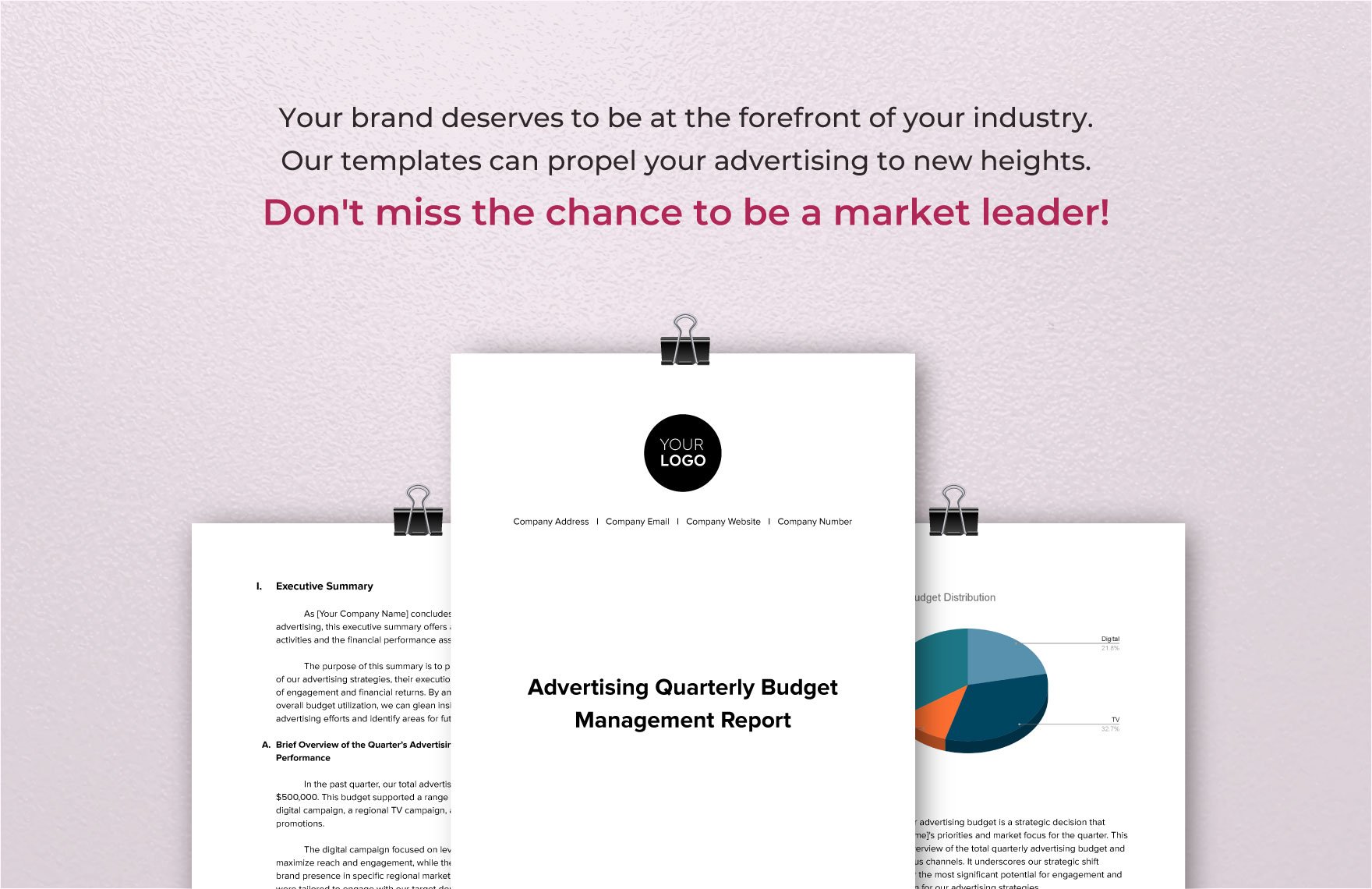 Advertising Quarterly Budget Management Report Template
